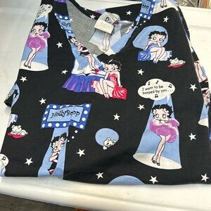 Vintage 1997 Betty Boop Medical Scrub Uniform Top Womens Medium